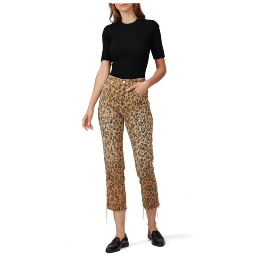 Amo Loverboy Relaxed Straight Crop Jeans in Leopard
